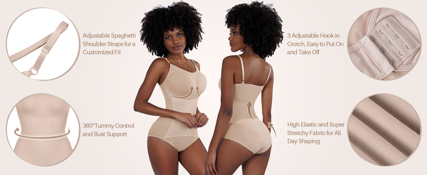 seamless bodysuit shapewear for women tummy control