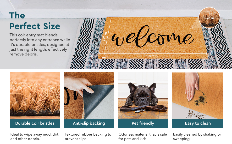 Theodore Magnus Natural Coir Doormat with NonSlip Backing