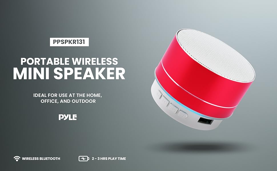Pyle Portable Wireless BT Streaming Mini Speaker,Support Micro SD or TF Cards/USB