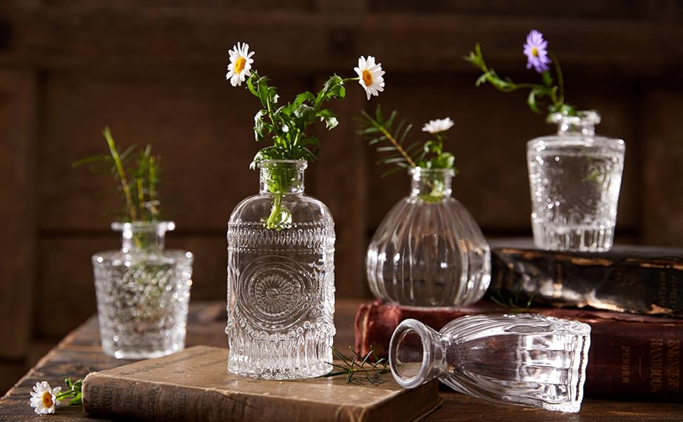 Kingrol 12 Pack Clear Glass Bud Vases, Small Vases for