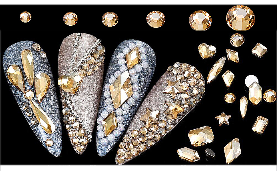 Champagne Rhinestones for Nails
