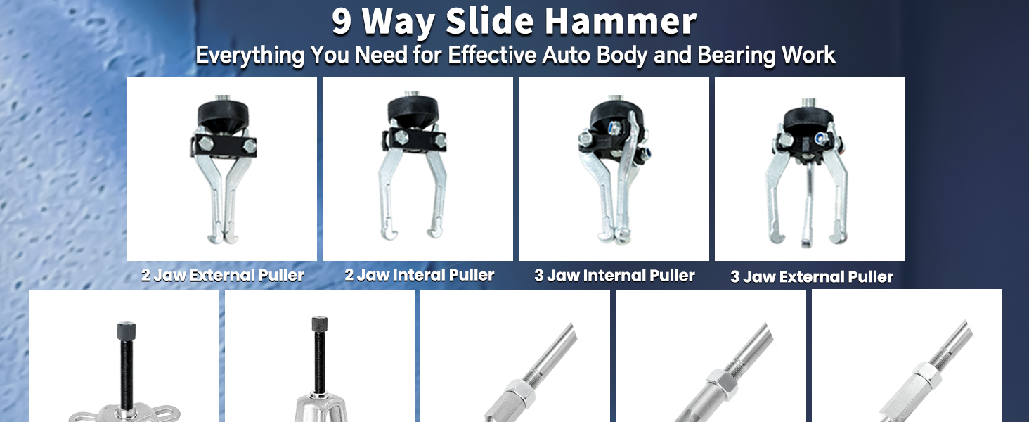 Slide Hammer Puller Set Rear Wheel Axle Hub Dent Shaft Puller Tool Slide Hammer