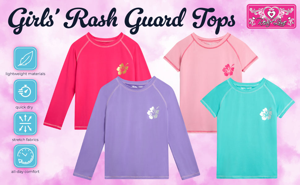 Rash guard for girls kids rash set neon swim shirt black shirt sun protection