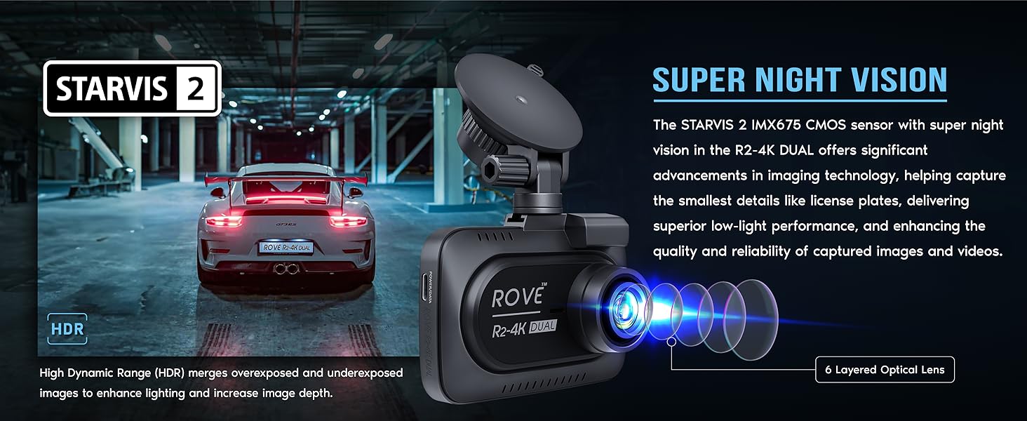 dash cam wth night vision, starvis 2 dash cam, dash cam with starvis 2 sensor