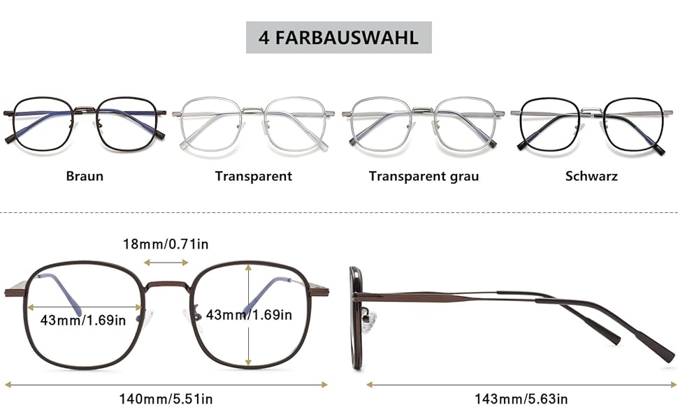 Damen Computerbrille Blaulichtfilter Brille Metall Nerd Anti Blaues Licht Blaulicht Brillen 