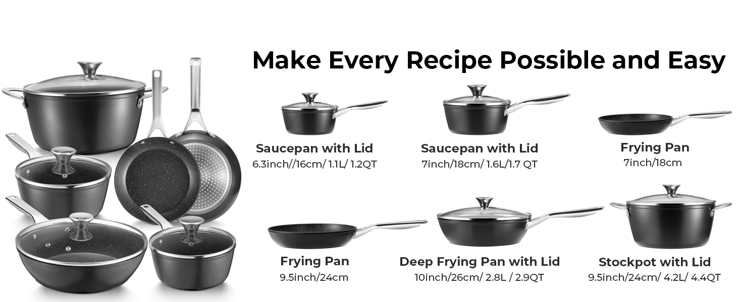 Fadware Induction Cookware Sets, Nonstick Pots and Pans Set