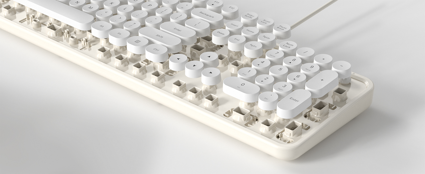 GEEZER Computer Wired USB Keyboard MlikWhite FullSize