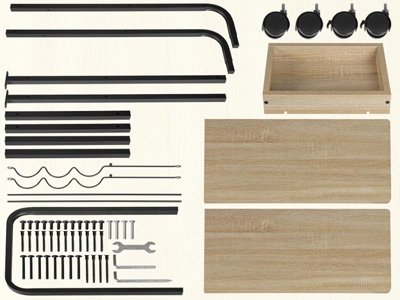 WOLTU Carrello Da Cucina. Scaffale Da Cucina Con 4 Ruote. Carrello Salvaspazio A 3 Livelli. Con Portabottiglie E Ripiano Rimovibile. In Legno E Metallo. Venature Di Legno Chiaro E Nero 17 DINING CAR