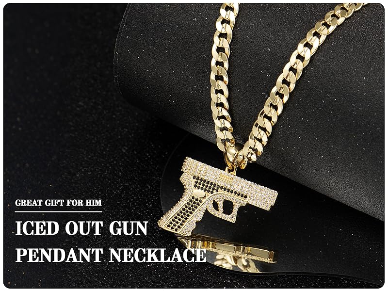 cholos ネックレス　cholos Holylegend 14K Real Gold-Plated Gun Pendant Necklace with