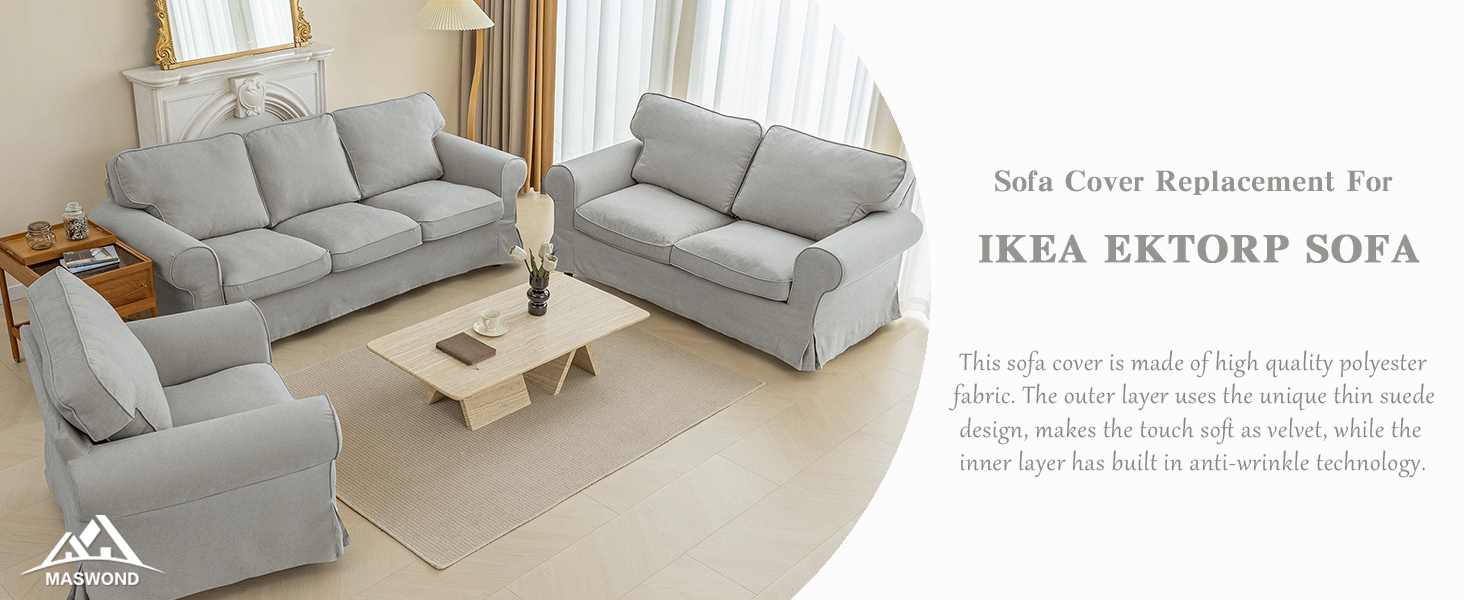 MASWOND Custom Made EKTORP Sofa Cover for IKEA EKTORP Three