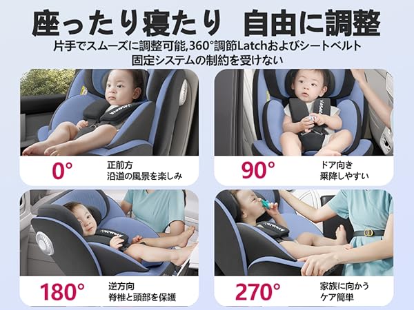 Amazon | Vasacava チャイルドシート 新生児から12歳頃 360°回転
