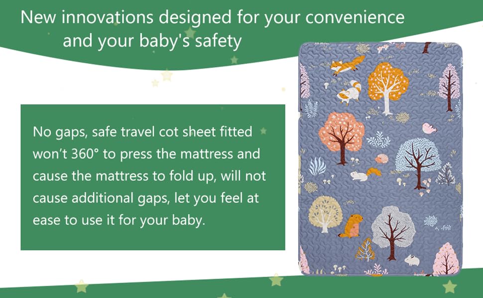 Padded Travel Cot Sheet Fitted 95x65 cm, Breathable Thick Baby Cot Bed