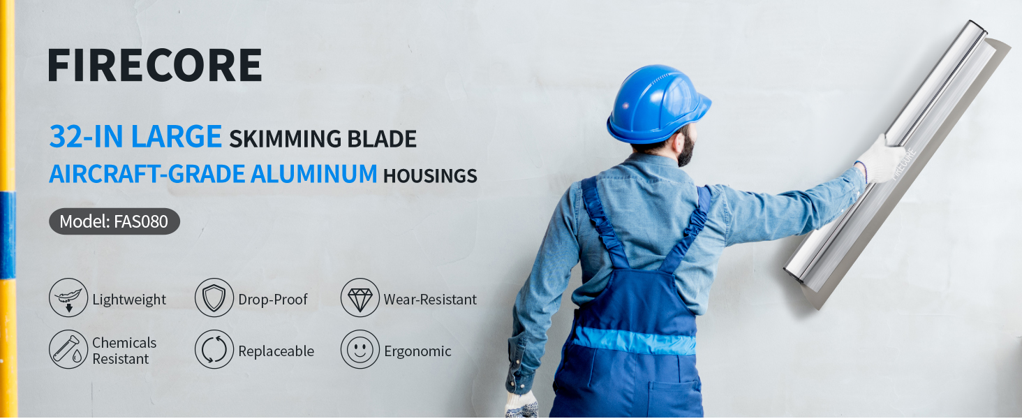 Drywall Skimming Blade, Firecore 32 Inch Drywall Tools Aluminum