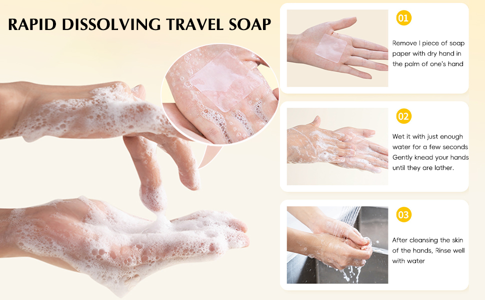 Paper Soap Sheets Travel Soap 3 Boxes（150 sheets） Hand Washing Soap