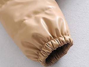 Women's PU Faux Leather Puffer Jacket