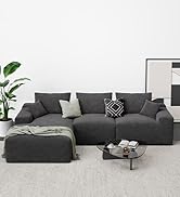 LIKIMIO 120" Modern L-Shaped Modular Sectional Sofa for Living Room, Corduroy Upholstery Dark Gre...
