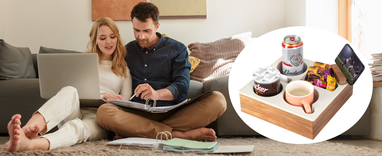 couch caddy with cup holder
