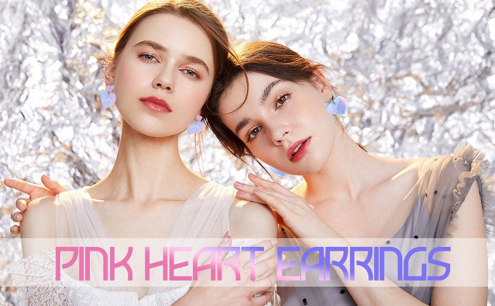 Pink Heart Earrings, Acrylic Lover Heart Dangle Earrings Taylor Lover Earrings Pink Earrings for