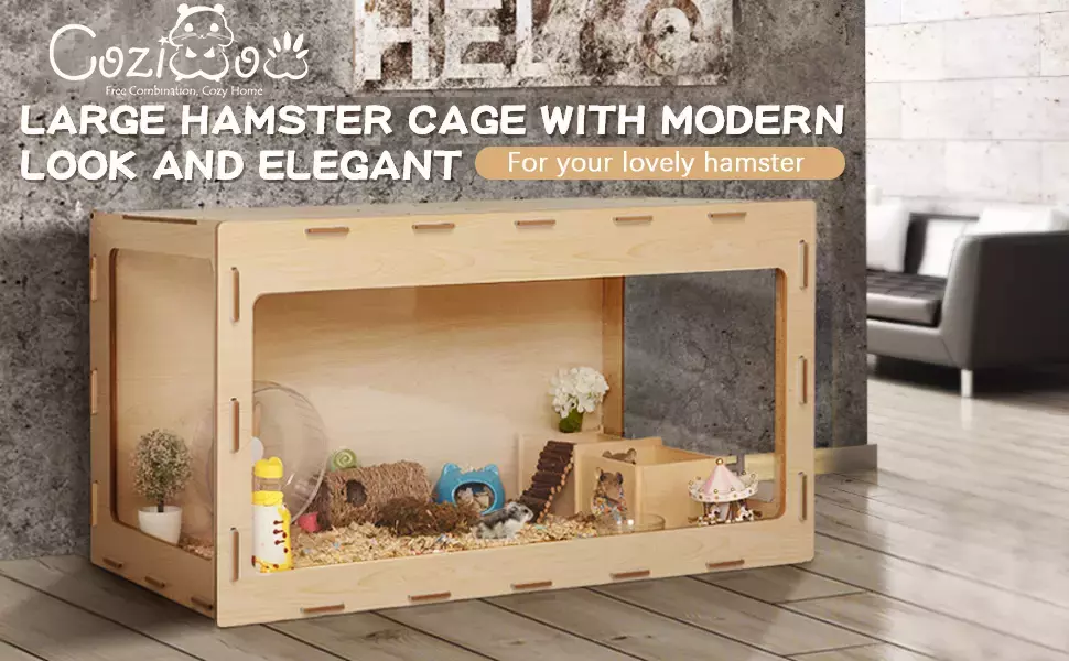 COZIWOW Wooden Hamster Cage, 40" Large Hamster Cages and