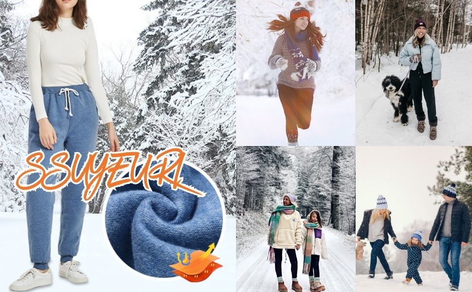 Women's Warm Sherpa Lined Athletic Sweatpants