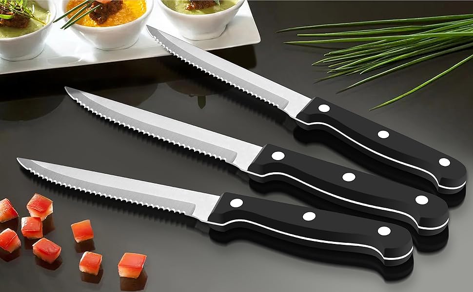 Homikit Steak Knives Set of 6, Stainless Steel Steak Knife