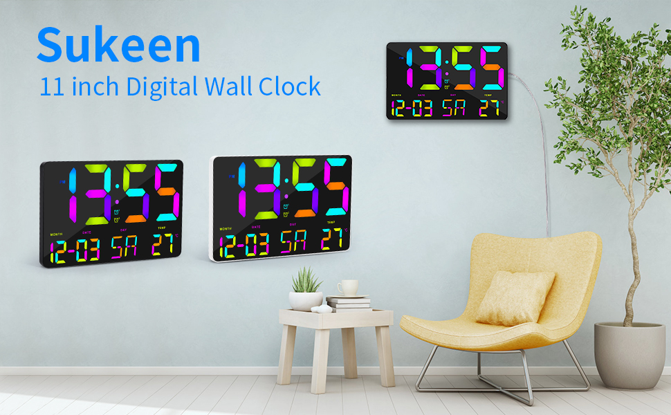 Sukeen Wall Clock Digital Clock, LED Digital Wall Clock Remote Control