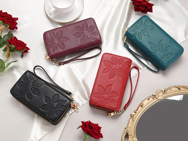 leather flower wallet