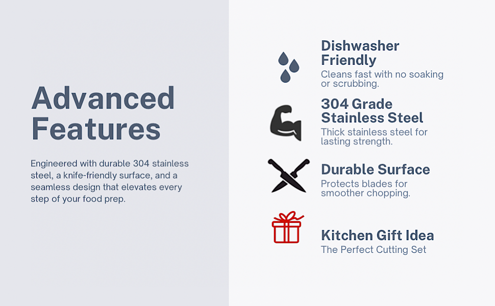 dishwasher safe stainless steel cutting board juice groove secure grip