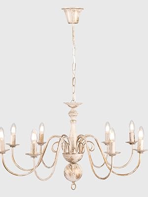 Large Retro Style 8 Way Ceiling Light Chandelier Fitting in a Distressed Effect Finish