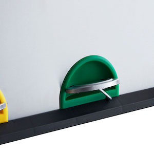 Close up of coloured bin foot pedal