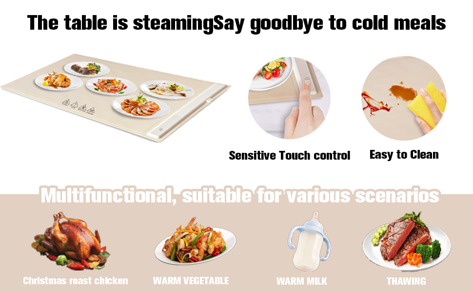 Electric Warming Tray with Adjustable Temperature, Portable