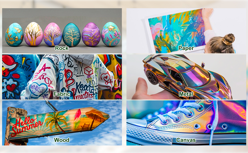 X ARTY HUB Airbrush Paint 24 Colors with 60 ml Thinner, Iridescent