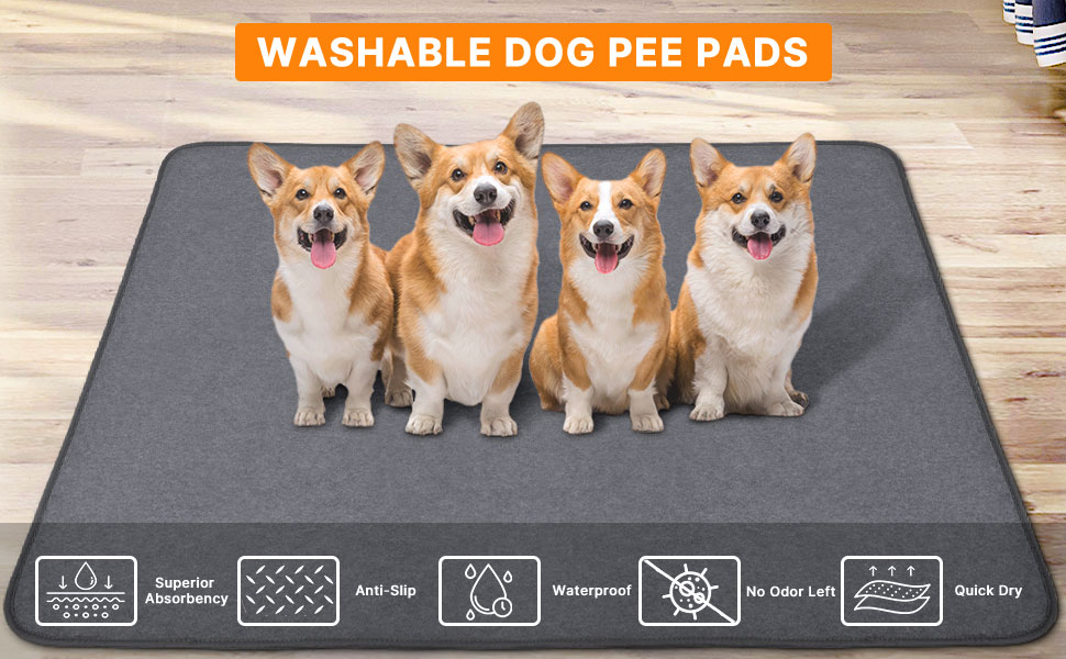 2 Pack Washable Pee Pads for Dogs, Super Absorbent and LeakProof Reusable Puppy