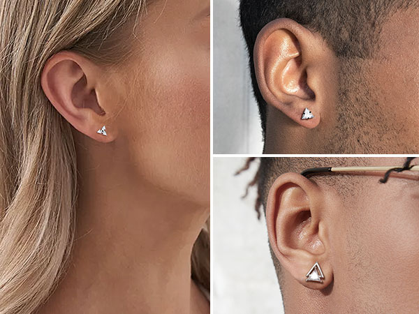 Amazon.com: Triangle Stud Earrings for Men Women, Stainless