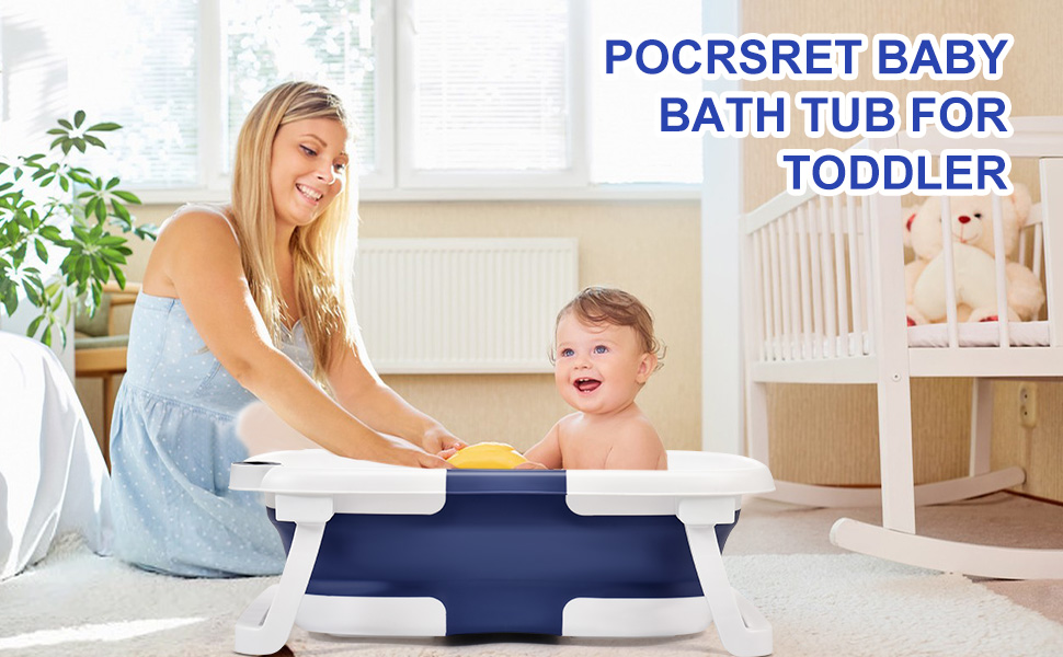 pocrsret Collapsible Baby Bathtub, Baby Bath Tub with Temperature