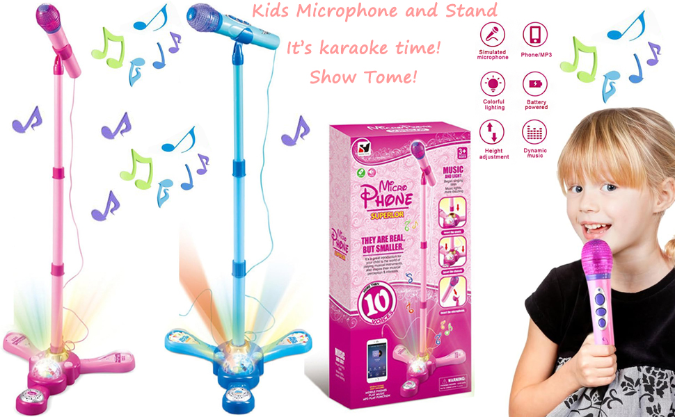 Kids Karaoke Machine with Microphones and Adjustable Stand