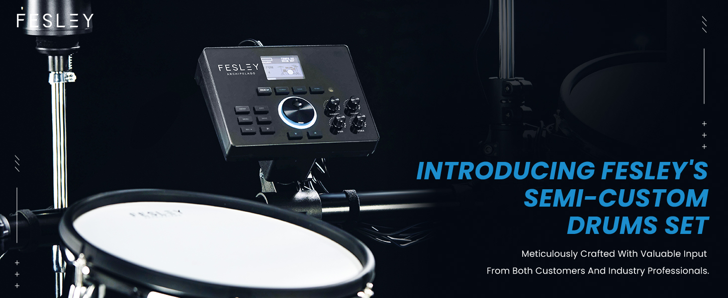 Fesley FED1200W Electric Drum Set, Full Size Electronic Drum Set with 5
