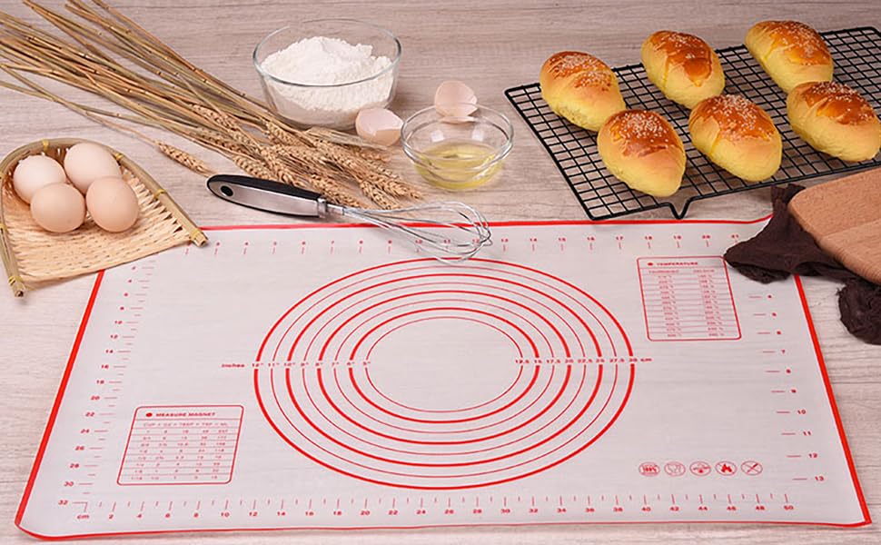 Silicone Pastry Mat,Extra Thick Non Stick Baking Mat with