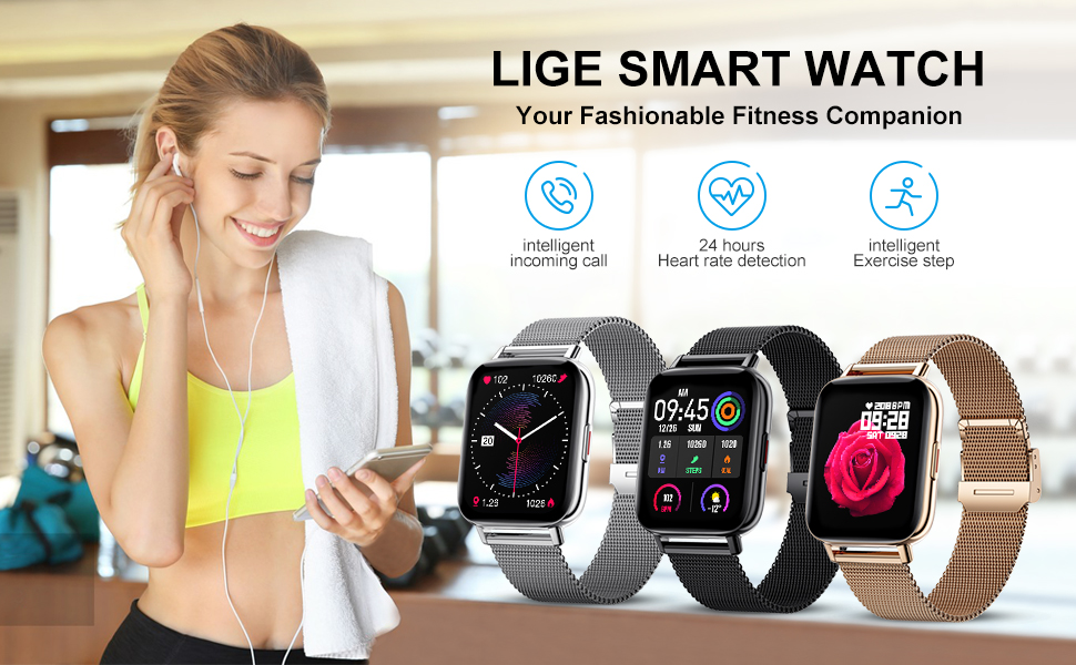 LIGE Smart Watch for Men Women with Bluetooth Call, 1.69'' HD Touch