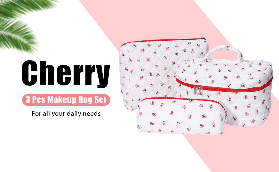Quilted Cotton Cosmetic Bag Set