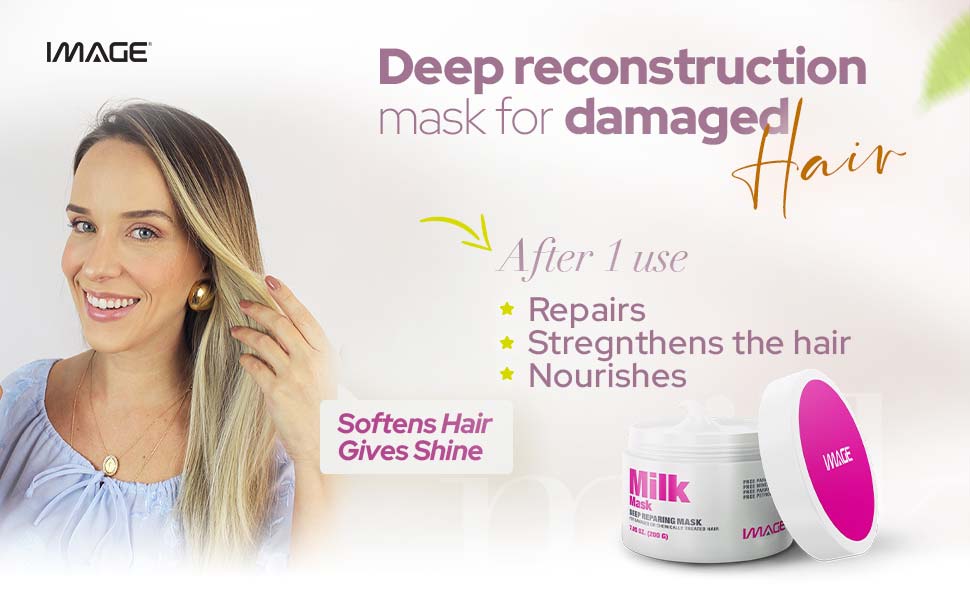Milk Mask, Keratin Hair Damaged Hair Moisturizing Mask, Dull Hair, Split Ends, Breakage image hair