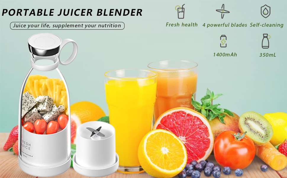 USB Rechargeable Mini Electric Juicer Bottle Blender Grinder Mixer