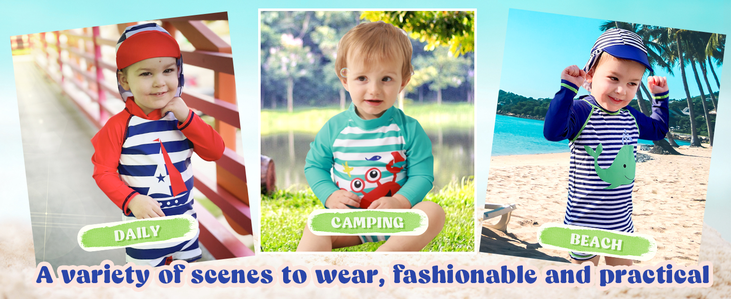 baby boys summer swimwear with sunhat