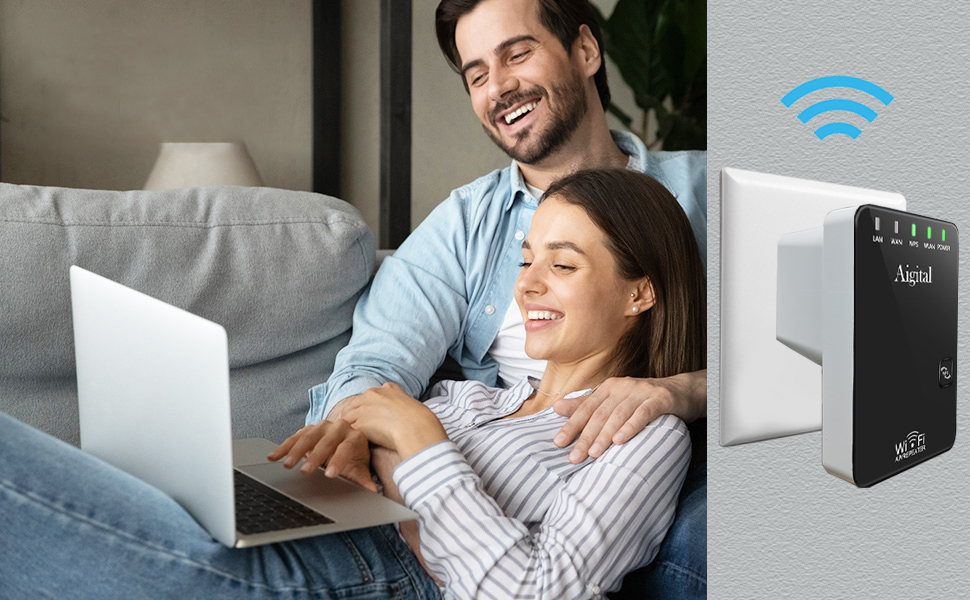 WiFi Booster/WiFi Range Extender, 300Mbps 2.4GHz WiFi Extender Internet Booster Mini Compact Amplificateur WiFi with Fast Ethernet Port, WPS Button, Works with Any WiFi Router 12 wifi booster extender