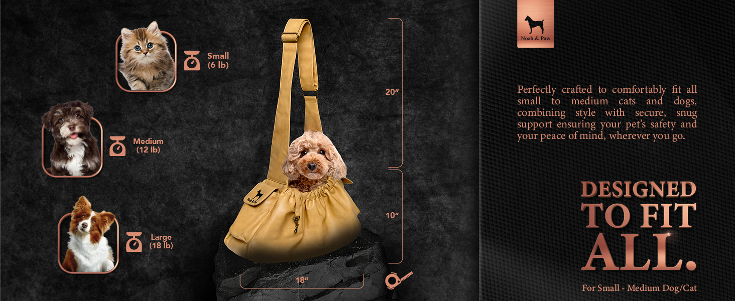 Noah & Paw Dog Sling Carrier for Small Dogs 518lb, Dog