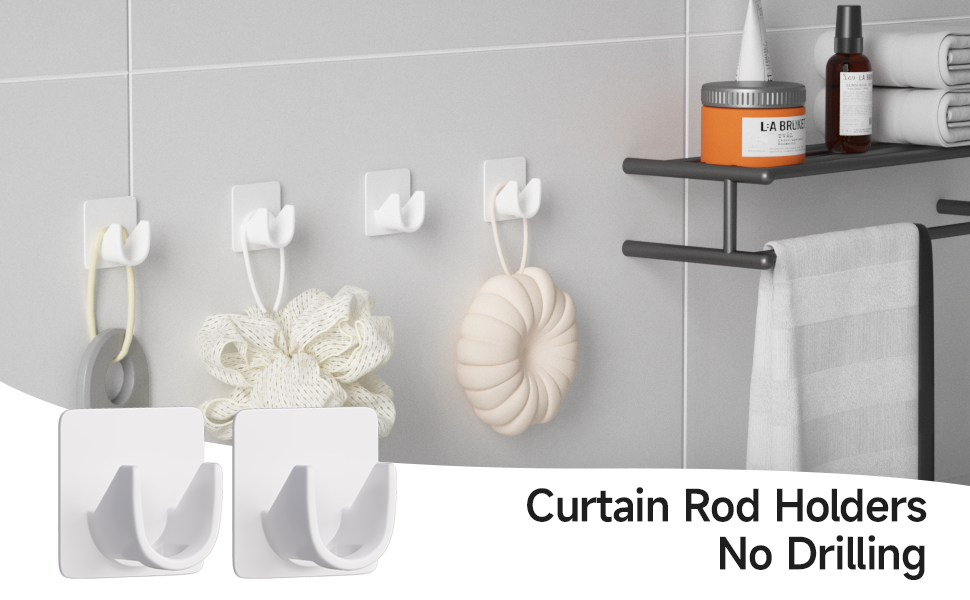 YONAYI 2PCS Adhesive Shower Curtain Rod Holder, No Drilling