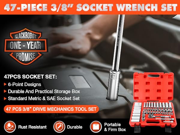 Amazon.com: BLACKROBOT 47-Piece 3/8