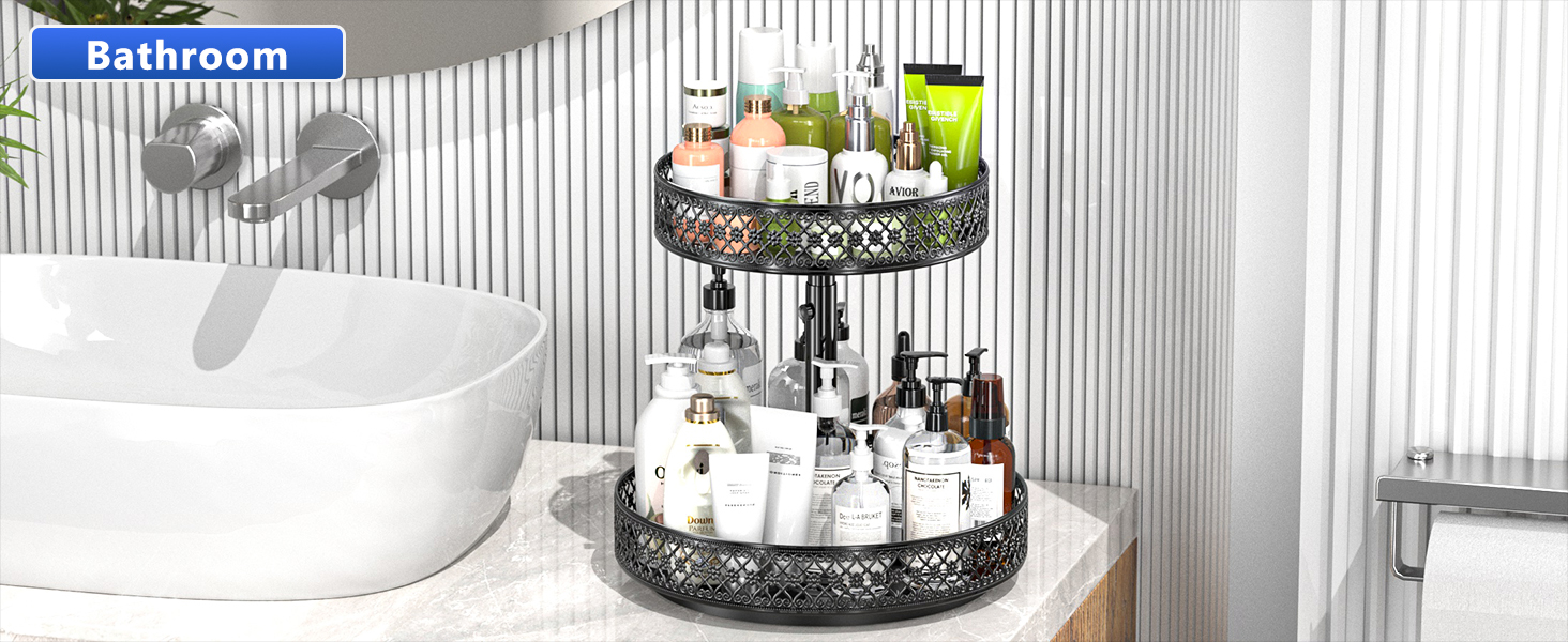 Lazy Susan Organizer 2 Tier Turntable Spice Rack 12 inch