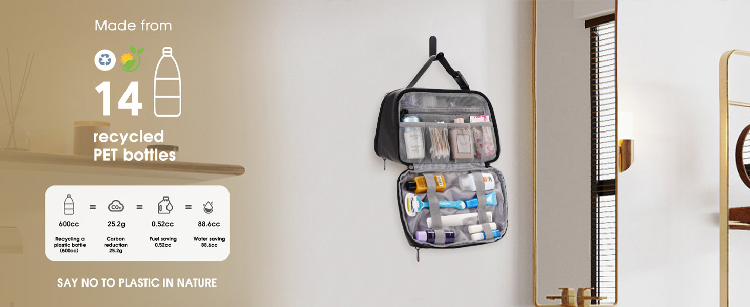 ECOHUB Toiletry Bag for Men Large Hanging Dopp Kit Water