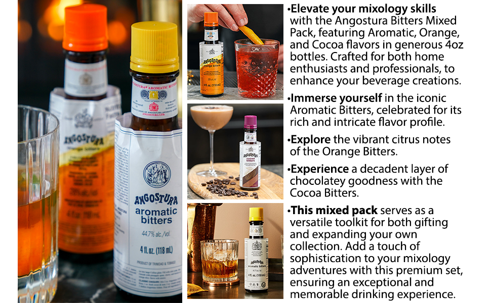 Angostura Bitters Mixed 3 Pack Aromatic, Orange and